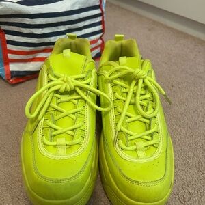SHEIN Neon Yellow Platform Sneakers
